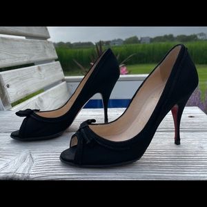Christin Louboutin, black peep toe cotton blend
